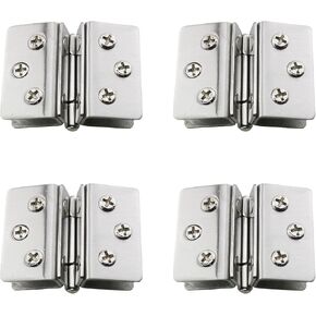 TAODAN 4PCS Glass Door Hinge Adjustable Hinge Stainless Steel Square Bilateral Clamp for Connecting and Fixing 8 to 10mm Glass Panel
