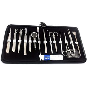 Premium Quality Stainless Steel Biology KIT Set with Tools for Medic Students of Anatomy, Biology, Veterinary, Marine Biology with CASE and Scalpel Blades Included for Frogs