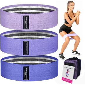 Fabric Resistance Bands for Legs, Thigh, Butt and Hip, Workout Bands, Hip Band, Booty Band, Exercise Band, Fabric Elastic Band for Physical Therapy, Yoga, Pilates and Fitness with Carry Bag, Pack of 3