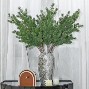 Norfolk Pine Branches 39" Christmas Greenery Stems for Christmas Xmas Indoor Outdoor Home Decor Decoration (6 Pcs)