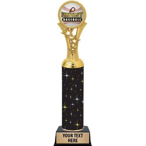 Crown Awards Fantasy Baseball Trophies, 11" Black Midnight Fantasy Baseball Trophy, Customize Now Prime
