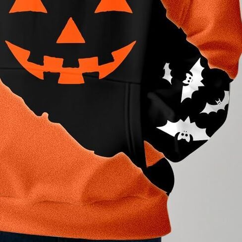 ZKFERAS Mens Halloween Sweatshirt With Fun Pumpkin And Bat Design in Saudi Arabia