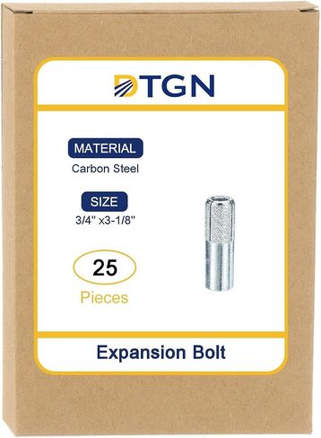 3/4" x 3-1/8" Drop-in Anchors - 2 Pack - Good for Dry Walls Hollow Bricks Plaster - Carbon Steel Sleeve Anchors Tool Expansion Anchors - Silver in Saudi Arabia