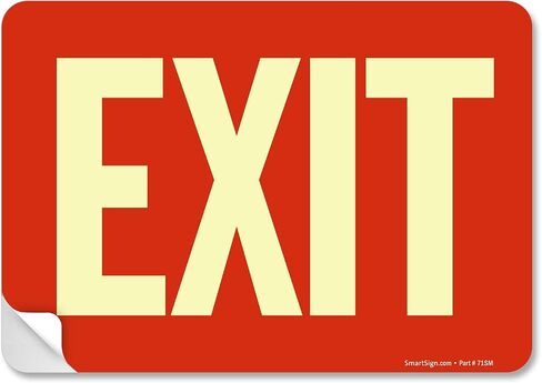 SmartSign "Exit" Sign | 7" x 10" Glow-in-The-Dark Aluminum in Saudi Arabia