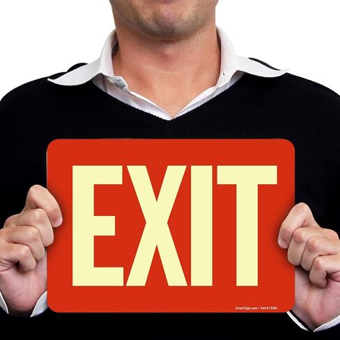SmartSign "Exit" Sign | 7" x 10" Glow-in-The-Dark Aluminum in Saudi Arabia