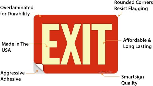 SmartSign "Exit" Sign | 7" x 10" Glow-in-The-Dark Aluminum in Saudi Arabia