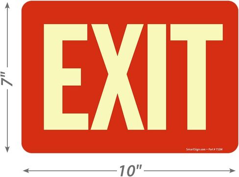 SmartSign "Exit" Sign | 7" x 10" Glow-in-The-Dark Aluminum in Saudi Arabia