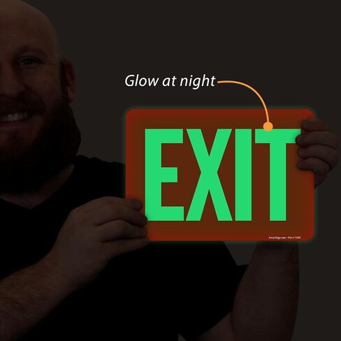 SmartSign "Exit" Sign | 7" x 10" Glow-in-The-Dark Aluminum in Saudi Arabia