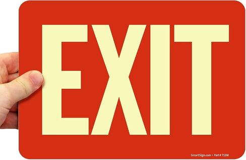 SmartSign "Exit" Sign | 7" x 10" Glow-in-The-Dark Aluminum in Saudi Arabia