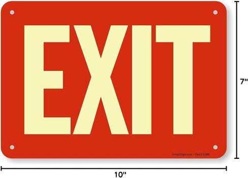 SmartSign "Exit" Sign | 7" x 10" Glow-in-The-Dark Aluminum in Saudi Arabia