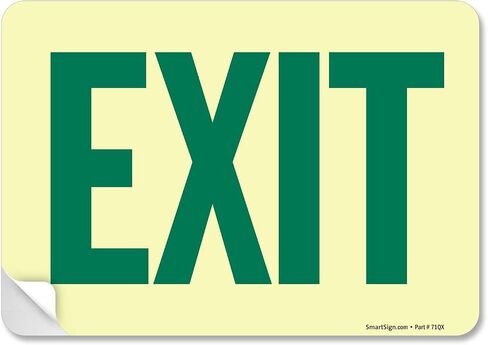SmartSign "Exit" Sign | 7" x 10" Glow-in-The-Dark Aluminum in Saudi Arabia