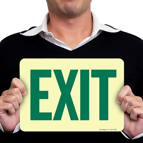 SmartSign "Exit" Sign | 7" x 10" Glow-in-The-Dark Aluminum in Saudi Arabia