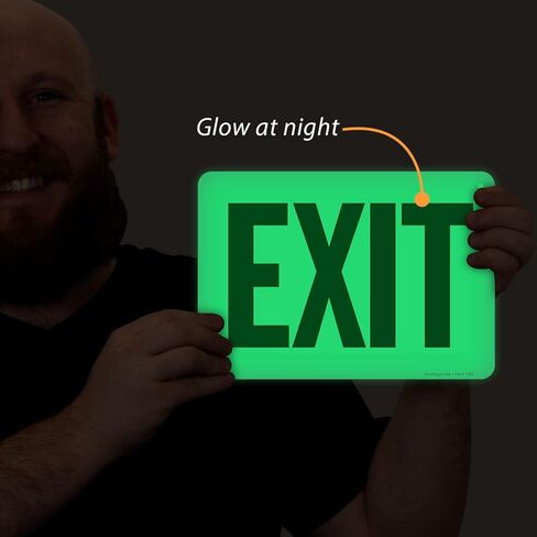 SmartSign "Exit" Sign | 7" x 10" Glow-in-The-Dark Aluminum in Saudi Arabia