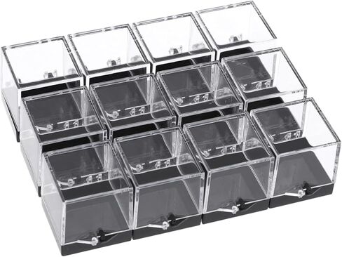 Ciieeo 60 Pcs Mineral Standard Display Box Rock Earring Support Pedestal Stand Containers with Lids Boxes for Display Beads Crystal Bead Container Clear Plastic Small Showcase in Kuwait