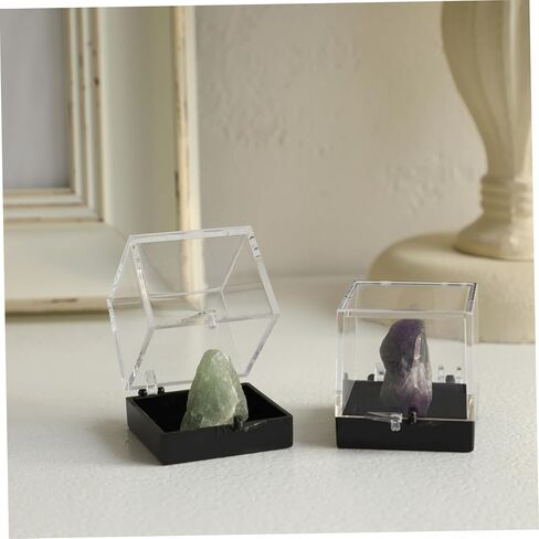 Ciieeo 60 Pcs Mineral Standard Display Box Rock Earring Support Pedestal Stand Containers with Lids Boxes for Display Beads Crystal Bead Container Clear Plastic Small Showcase in Kuwait