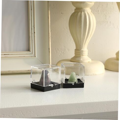 Ciieeo 60 Pcs Mineral Standard Display Box Rock Earring Support Pedestal Stand Containers with Lids Boxes for Display Beads Crystal Bead Container Clear Plastic Small Showcase in Kuwait