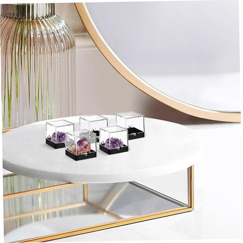 Ciieeo 60 Pcs Mineral Standard Display Box Rock Earring Support Pedestal Stand Containers with Lids Boxes for Display Beads Crystal Bead Container Clear Plastic Small Showcase in Kuwait