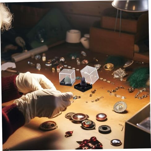 Ciieeo 60 Pcs Mineral Standard Display Box Rock Earring Support Pedestal Stand Containers with Lids Boxes for Display Beads Crystal Bead Container Clear Plastic Small Showcase in Kuwait