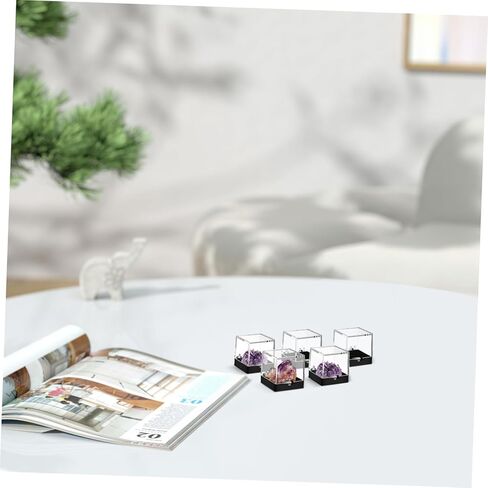 Ciieeo 60 Pcs Mineral Standard Display Box Rock Earring Support Pedestal Stand Containers with Lids Boxes for Display Beads Crystal Bead Container Clear Plastic Small Showcase in Kuwait