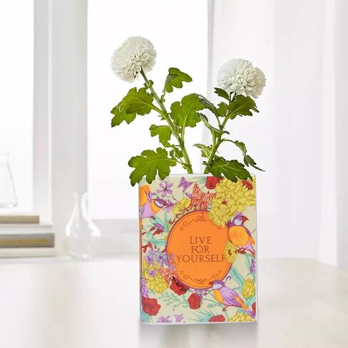 Book-Shaped Decorative Vase, Ceramic Vases for Home Decor, Cute Bookshelf Decor, Unique Vase for Book Lovers (Vintage - Bird Flower) in Saudi Arabia