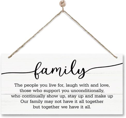 Family Sign, Family Decor Art, Family Quote Wood Sign, Farmhouse Home Decor, Decorative Wooden Plaque Sign, Vintage Wall Sign, Home Decor Accent, Farmhouse Wall Plaque with Hanging Rope in Saudi Arabia