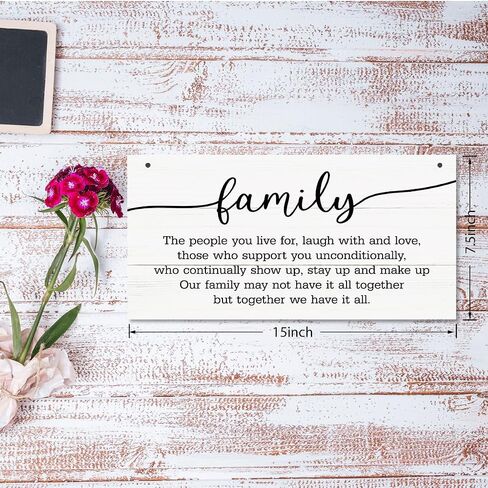 Family Sign, Family Decor Art, Family Quote Wood Sign, Farmhouse Home Decor, Decorative Wooden Plaque Sign, Vintage Wall Sign, Home Decor Accent, Farmhouse Wall Plaque with Hanging Rope in Saudi Arabia