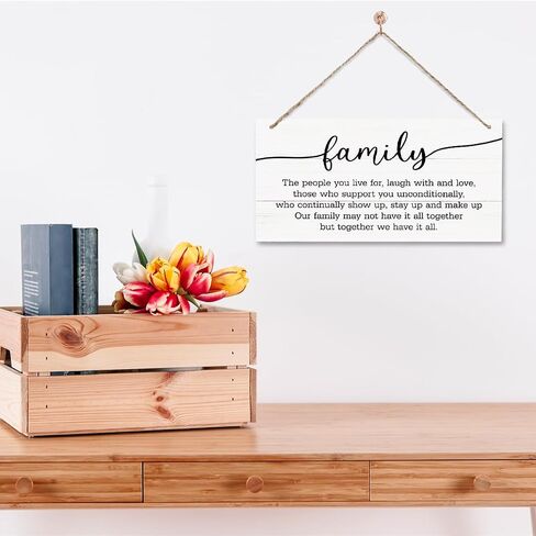 Family Sign, Family Decor Art, Family Quote Wood Sign, Farmhouse Home Decor, Decorative Wooden Plaque Sign, Vintage Wall Sign, Home Decor Accent, Farmhouse Wall Plaque with Hanging Rope in Saudi Arabia