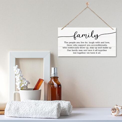 Family Sign, Family Decor Art, Family Quote Wood Sign, Farmhouse Home Decor, Decorative Wooden Plaque Sign, Vintage Wall Sign, Home Decor Accent, Farmhouse Wall Plaque with Hanging Rope in Saudi Arabia