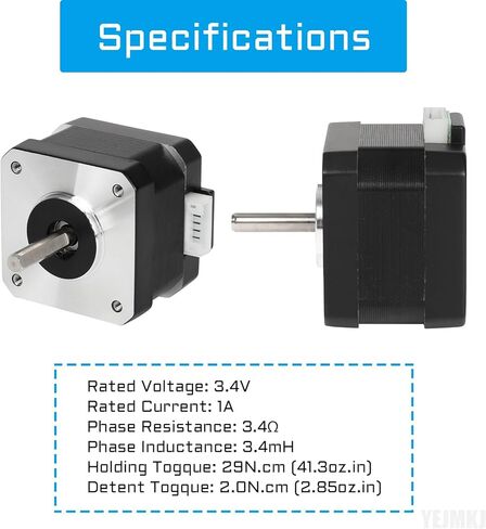 3pcs Nema 17 Stepper Motor 48MM Bipolar 2 A 48Ncm (67.97oz.in) 1.8 Degree Nema17 42 Stepper Motors Kit 2 Phase 4-Lead with 1m Cable and Connector for DIY CNC 3D Printer, 1.66x1.66x1.89inch in Kuwait