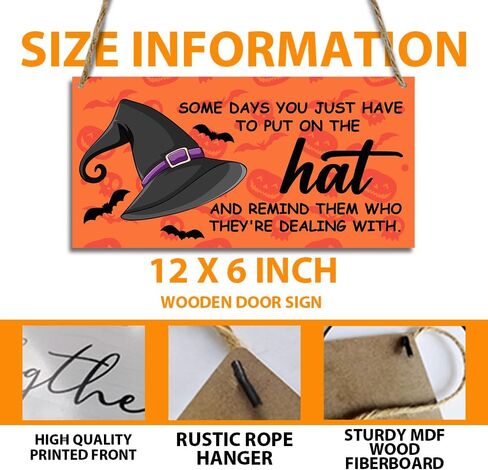 لافتة خشبية ريفية للهالوين، علامة الساحرة، قبعة الساحرة، علامات ترحيب خشبية معلقة، علامات لوحة للمنزل، المزرعة، الباب الأمامي، ديكور الحائط، الخريف، داخلي، خارجي، لوازم حفلات الهالوين 12 × 6 بوصات in Kuwait