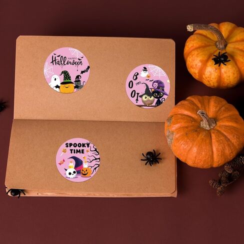 9 عبوات من 90 قطعة من ملصقات الهالوين الوردية، ملصقات شبح الهالوين المقاومة للماء من الفينيل الوردي المخيف لعيد الهالوين، ملصقات ختم لحقيبة الحلوى، هدايا تغليف لوازم ديكور الحفلات in Kuwait