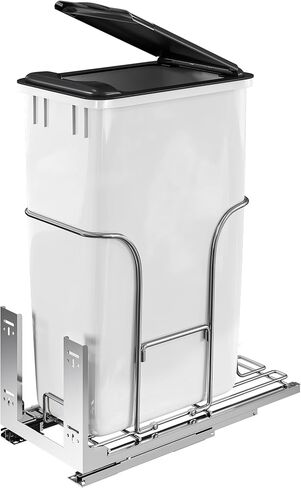 YITAHOME 43 Quart Pull Out Trash Can Under Cabinet, Heavy Duty Trash Can with Soft-Close Slide and Door Mounting Kit for Kitchen, White+Black in Saudi Arabia
