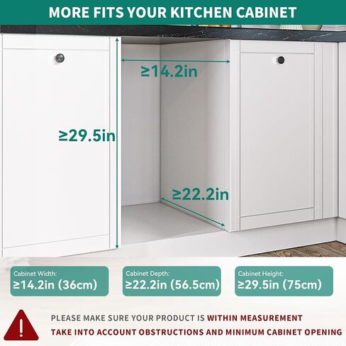 YITAHOME 43 Quart Pull Out Trash Can Under Cabinet, Heavy Duty Trash Can with Soft-Close Slide and Door Mounting Kit for Kitchen, White+Black in Saudi Arabia