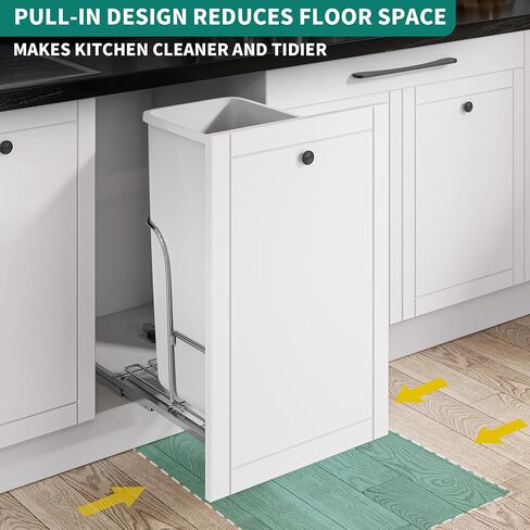 YITAHOME 43 Quart Pull Out Trash Can Under Cabinet, Heavy Duty Trash Can with Soft-Close Slide and Door Mounting Kit for Kitchen, White+Black in Saudi Arabia