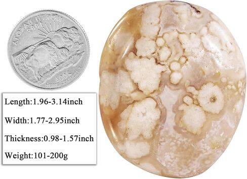 Sportmusies Irregular Shaped Natural Cherry Blossom Agate Pocket Worry Palm Stone, Polished Reiki Healing Crystal for Meditation Decoration in Kuwait