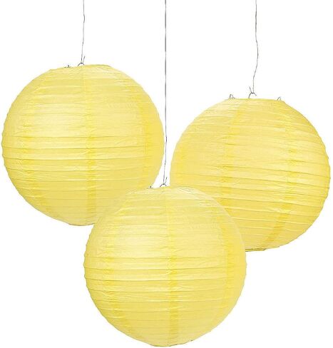 Fun Express - 12" Yellow Hanging Paper Lanterns - Party Decor - Hanging Lanterns - 6 Pieces for Celebrations in Saudi Arabia