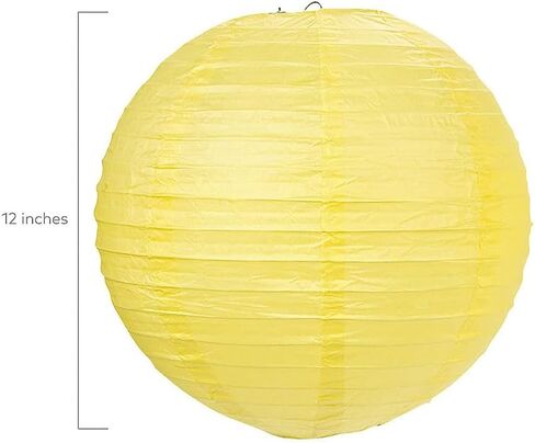 Fun Express - 12" Yellow Hanging Paper Lanterns - Party Decor - Hanging Lanterns - 6 Pieces for Celebrations in Saudi Arabia