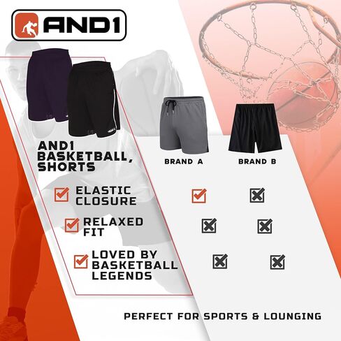 AND1 Men's Drop Needle Shorts, 2-Pack - Comfortable Athletic Performance Basketball Shorts in Saudi Arabia