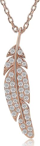 Meissa Silver Necklace for Women Feather Necklace Dainty Friendship Necklace Rose Gold Pendant Necklace (Silver) in Kuwait