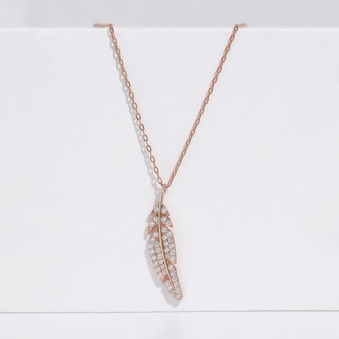 Meissa Silver Necklace for Women Feather Necklace Dainty Friendship Necklace Rose Gold Pendant Necklace (Silver) in Kuwait