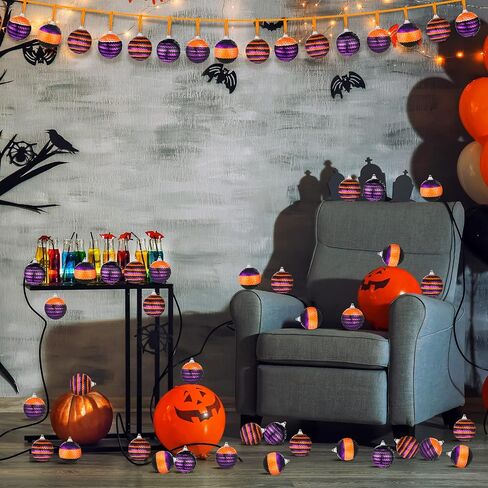 12 Pieces Halloween Day Ball Ornament, Orange Purple Halloween Tree Ornament, Sequin Ball for Autumn Thanksgiving Halloween Party Hanging Decor (Fresh Style, 12 Pieces) in Saudi Arabia