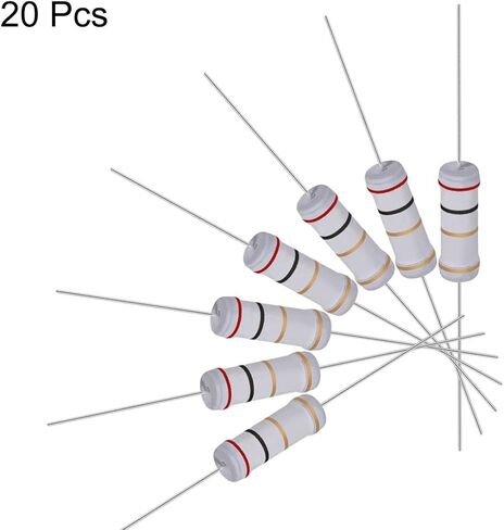 uxcell 20Pcs 2 Ohm Resistor, 3W 5% Tolerance Metal Oxide Film Resistors, Lead, Flame Proof for DIY Electronic Projects and Experiments in Saudi Arabia