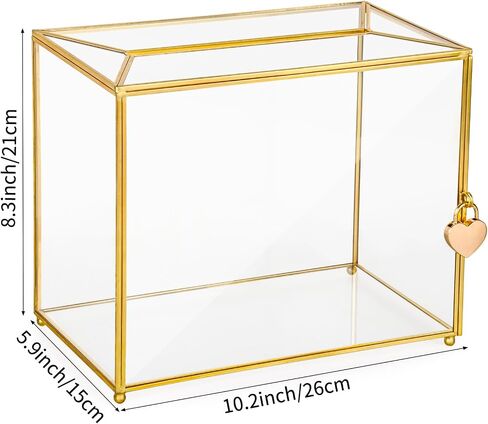Black Glass Card Box Wedding Card Box with Lock, Large Gift Card Box with Hinged Lid, Money Box Holder for Wedding Reception, Anniversary, Birthday Party, Baby Shower, Graduation, Home Decorations in Saudi Arabia