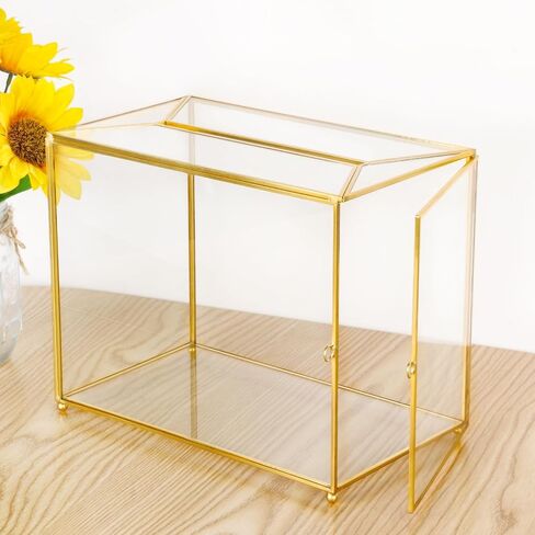 Black Glass Card Box Wedding Card Box with Lock, Large Gift Card Box with Hinged Lid, Money Box Holder for Wedding Reception, Anniversary, Birthday Party, Baby Shower, Graduation, Home Decorations in Saudi Arabia
