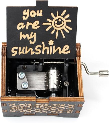 You are My Sunshine Wooden Music Box, Hand Crank Musical Figurine with Lyrics, for Girlfriend, Wife, Husband, Wedding Gift for Couple in Saudi Arabia