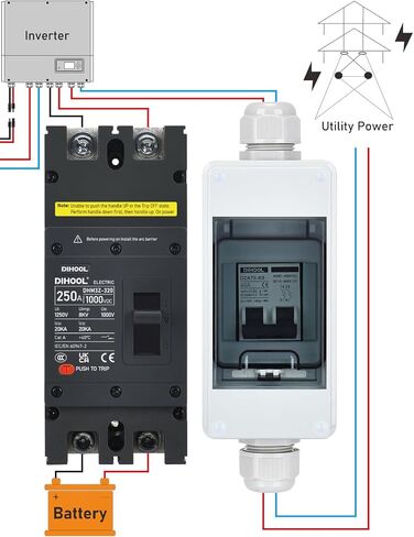 DIHOOL 160 Amp DC Circuit Breaker 160A Disconnect Switch Dual Pole 1000V in Kuwait