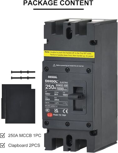 DIHOOL 160 Amp DC Circuit Breaker 160A Disconnect Switch Dual Pole 1000V in Kuwait