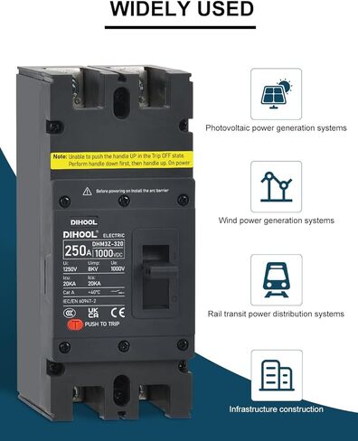 DIHOOL 160 Amp DC Circuit Breaker 160A Disconnect Switch Dual Pole 1000V in Kuwait