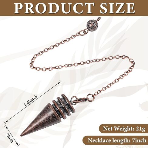 Hicarer 3 Pieces Copper Metal Dowsing Pendulum Divination Dower Reiki Healing Pendulum Chain, Silver Bronze Rose Gold Meditation Yoga Balancing Pendant (Cone) in Saudi Arabia