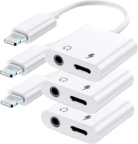 2 Pack Apple Mfi Certified Lightning to 3.5 mm Headphone Jack Adapter for iPhone Dongle Aux Cord 2 in 1 Charger and Aux Audio Splitter Adapter Compatible with iPhone 14 13 12 11 X in Saudi Arabia